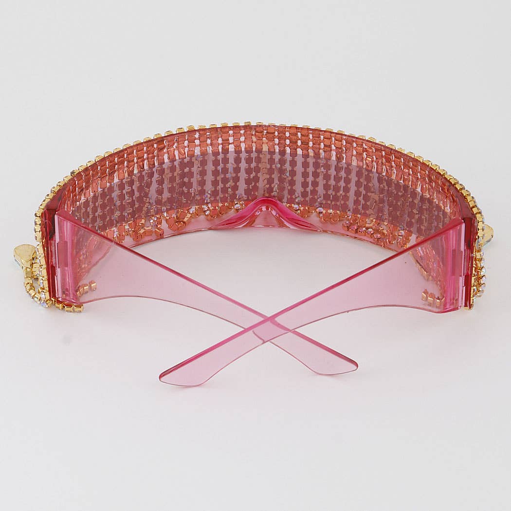 3AM BY H&D ACCESSORIES - Rhinestone Tear Drop Shield Sunglasses