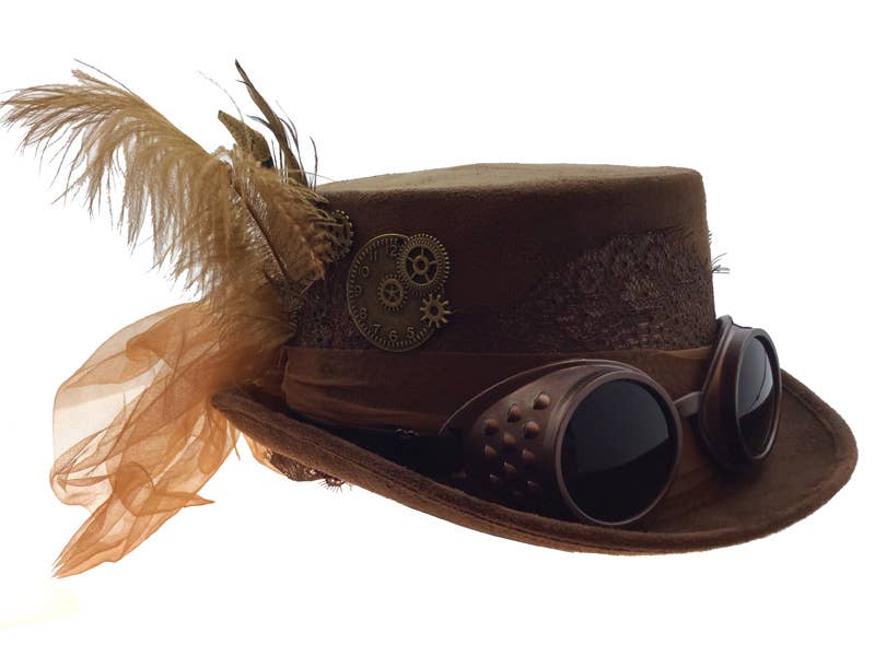 KBW Global Corp. - Brown Steampunk Goggles Top Hat