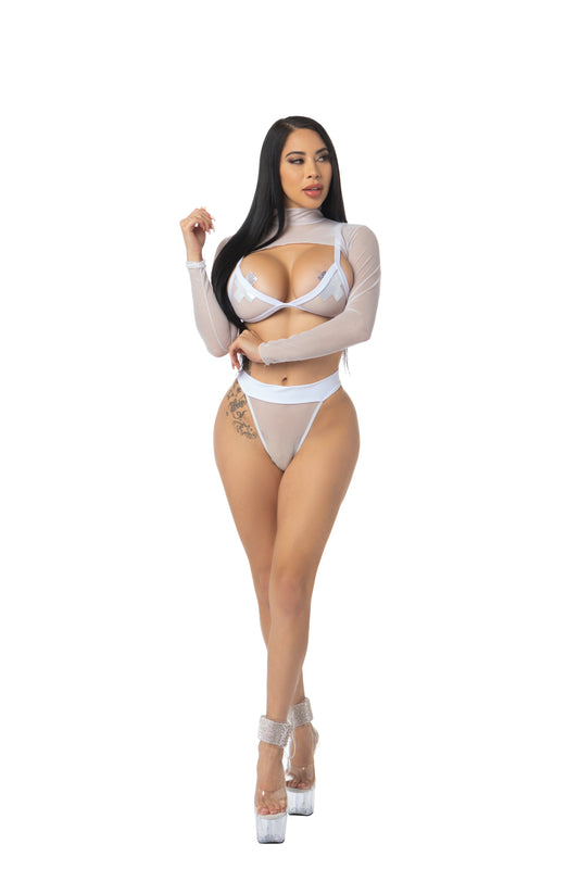 Exclusive White Mesh Lingerie Set by Playthings