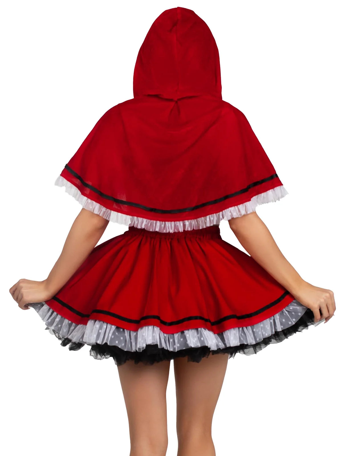 Enchanted Red Hood Costume Includes black bow Stockings
