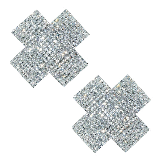 X Marks the Spot Crystal Jewel Reusable Silicone Nipple Cover Pasties