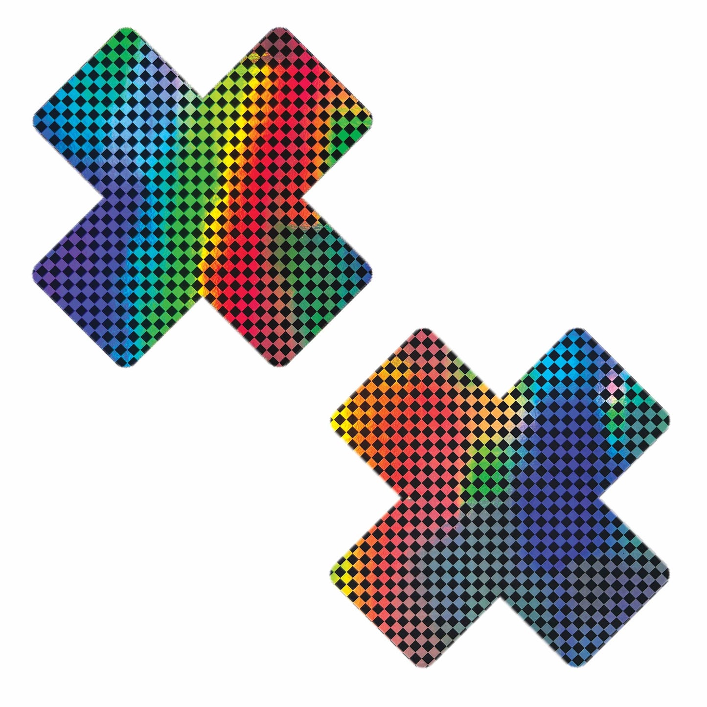 Neva Nude - Talladega Trippin' Super Holographic Checkered X Nipple Cover Pasties