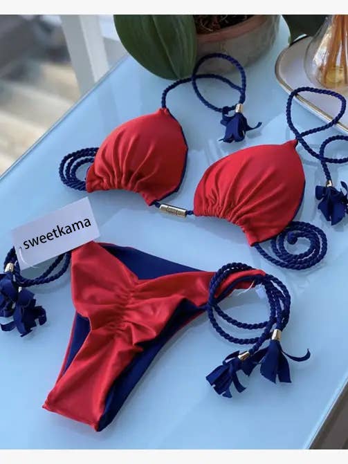 2-Piece Color Block Bikini Set Swimsuit 8242