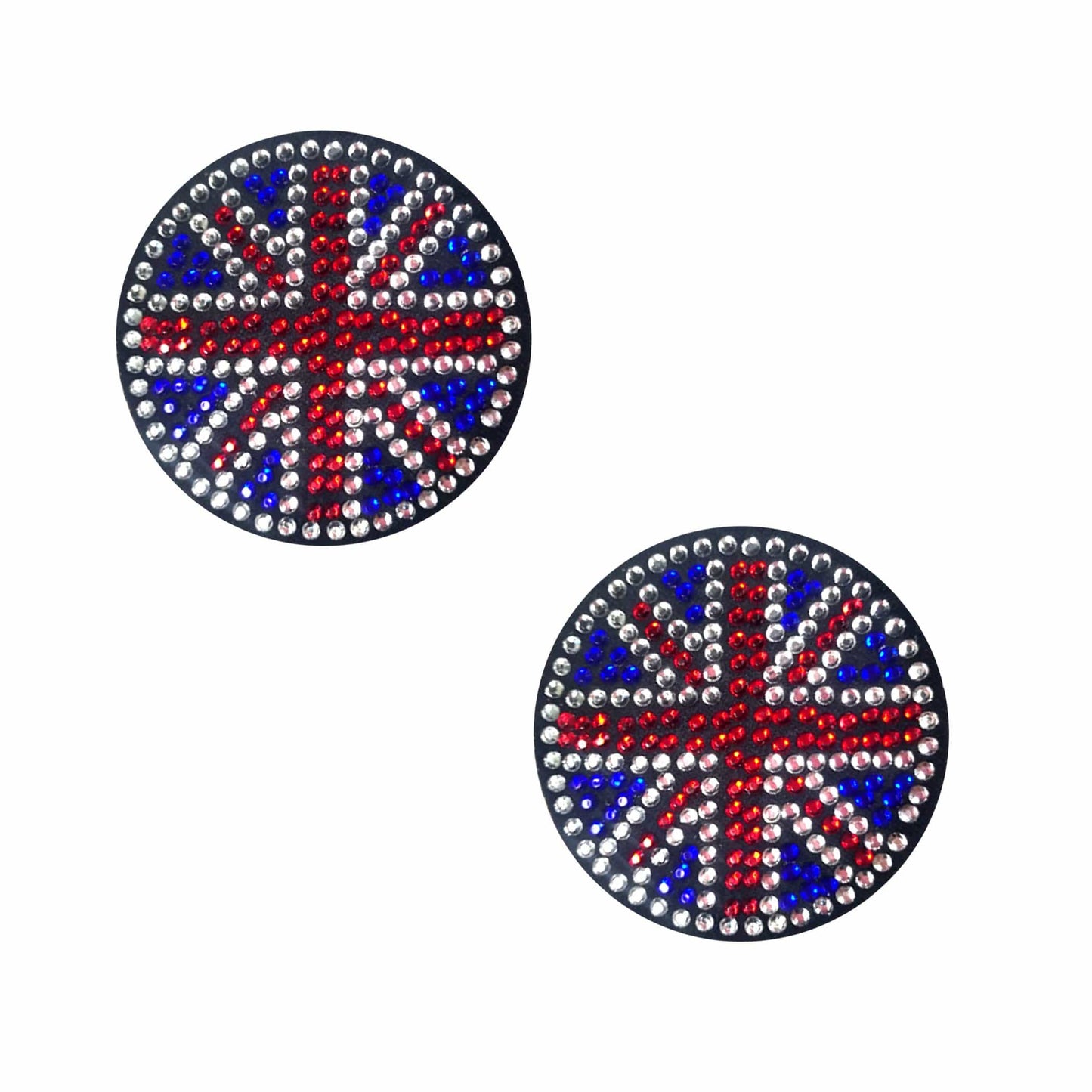 Neva Nude - YEAH BABY! Black Union Jack Crystal Reusable Silicone Nipple Cover Pasties