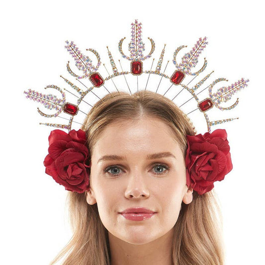 KBW Global Corp. - Gold Deluxe Crown with Red Roses and Jewels