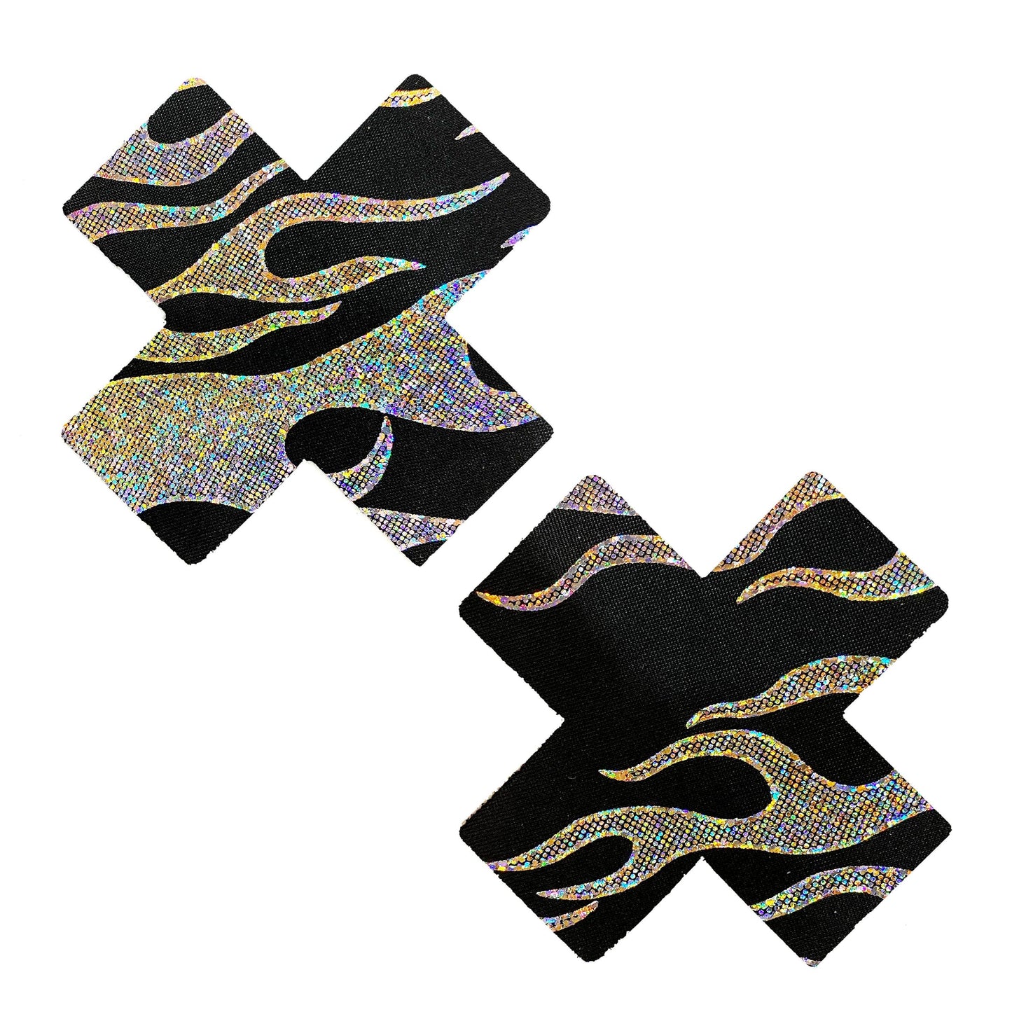Neva Nude - Robo Meltdown Black Silver Holographic X Factor Nipple Cover Pasties