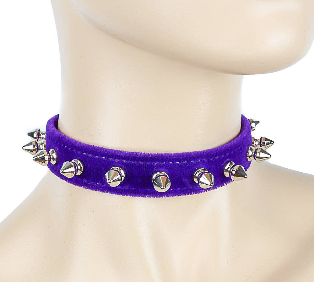 Funk Plus - CK134 VELVET SPIKE CHOKER