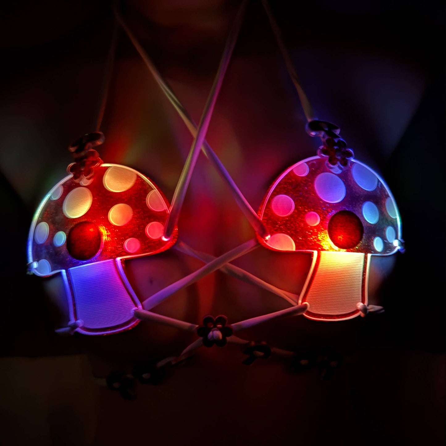 Light Up Red Mushroom Festival Bra