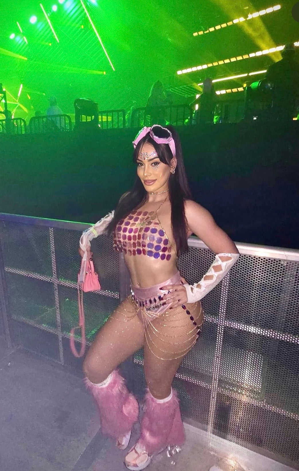Pink Bling Raver Outfit styled by Playthings Miami