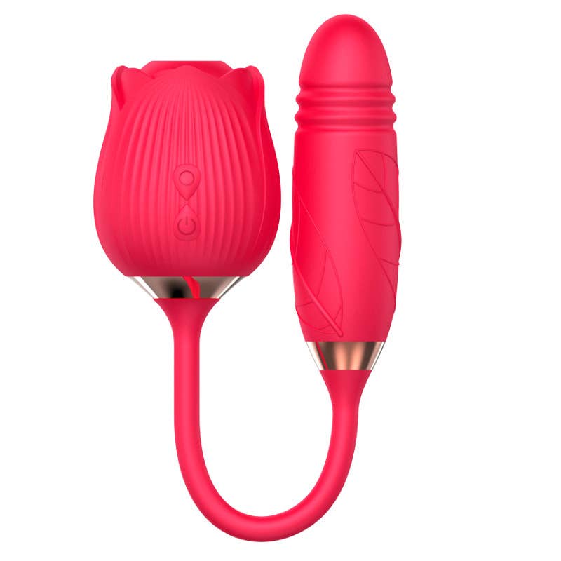 10 Function Rose Vibrator with Thrusting Bullet