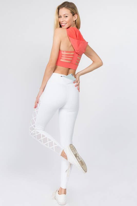 Yelete - Active Lace-Up Mesh Side Workout Legging