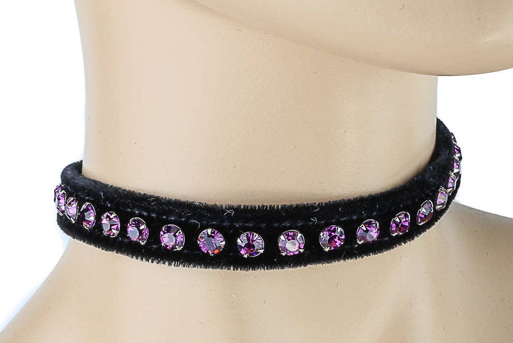 Funk Plus - CK247 VELVET BLACK RHINESTONE  CHOKER