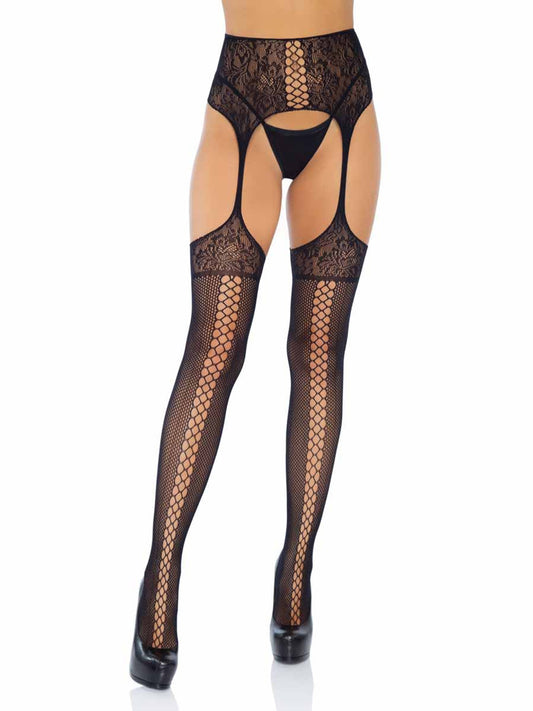 Dual net back seam stockings 1781