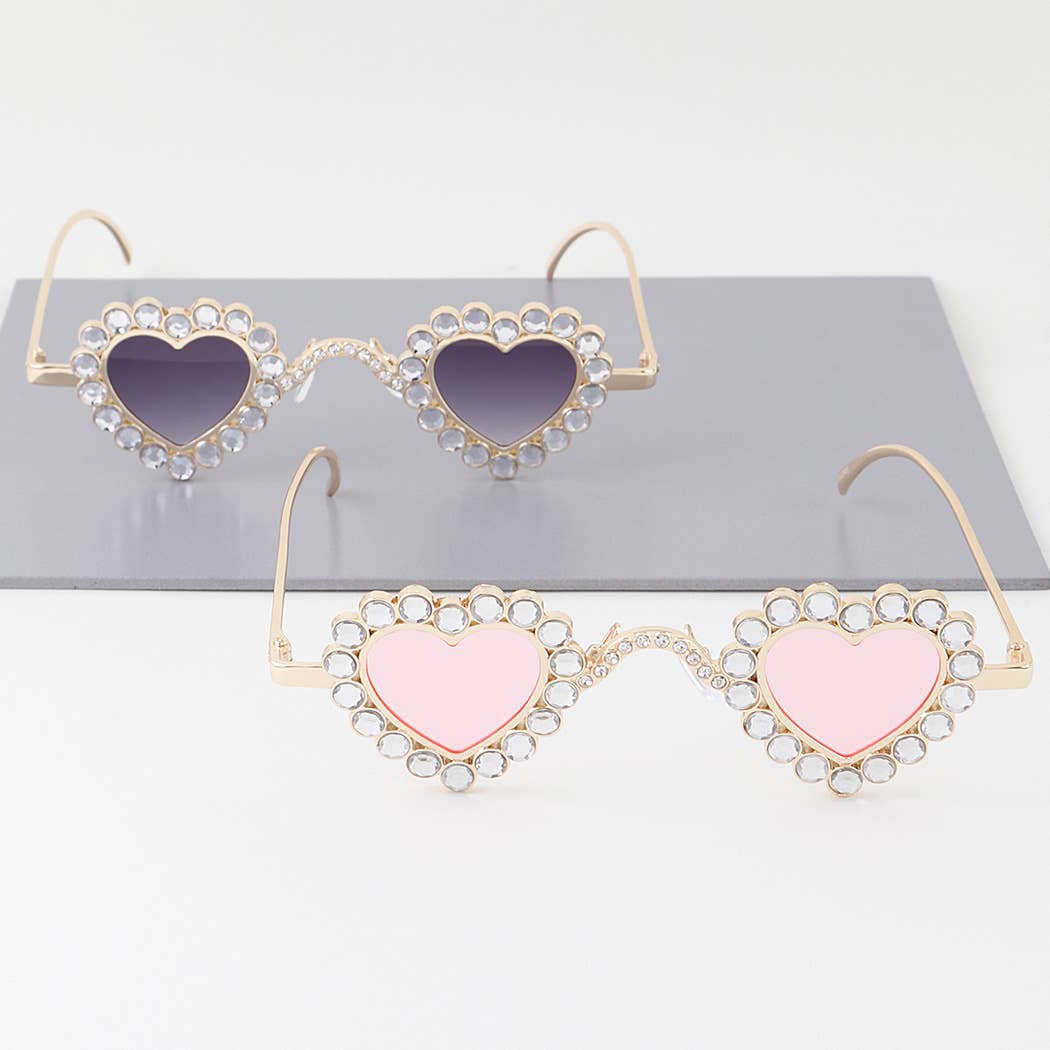 3AM BY H&D ACCESSORIES - Rhinestone Heart Rim Sunglasses
