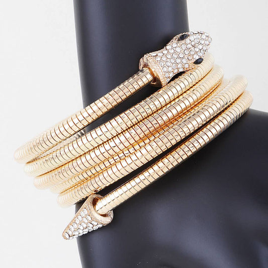 3AM BY H&D ACCESSORIES - Coiled Bejeweled Snake Bracelet