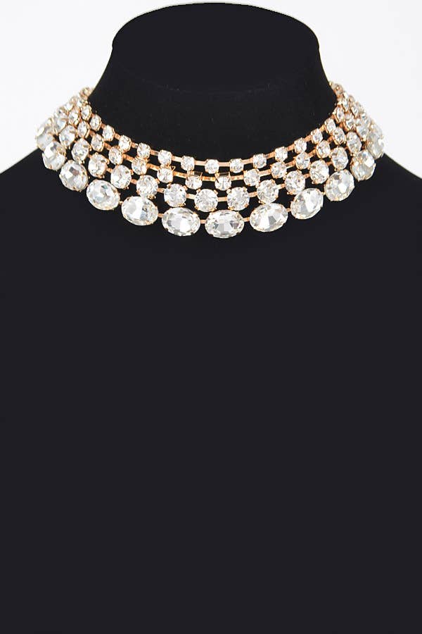 3AM BY H&D ACCESSORIES - Multi Rhinestone Layered Necklace