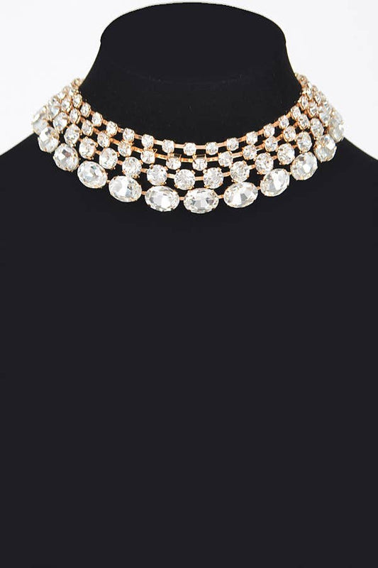 3AM BY H&D ACCESSORIES - Multi Rhinestone Layered Necklace