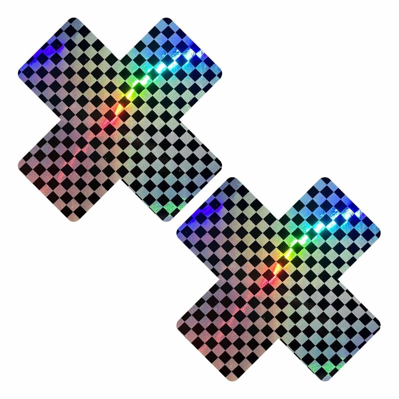 Neva Nude - Talladega Trippin' Super Holographic Checkered X Nipple Cover Pasties