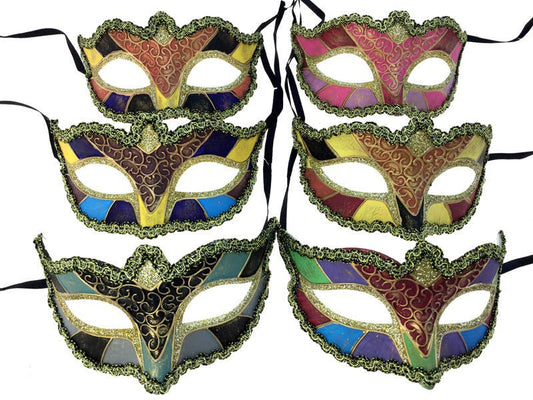Venetian Glitter Masquerade Mask — Assorted