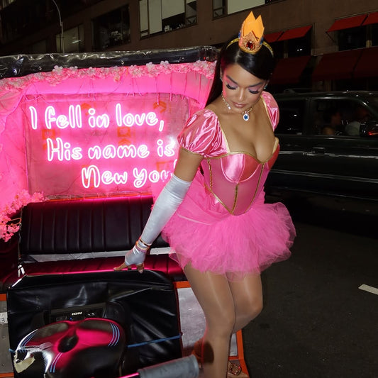 Peaches with tutu video game costume