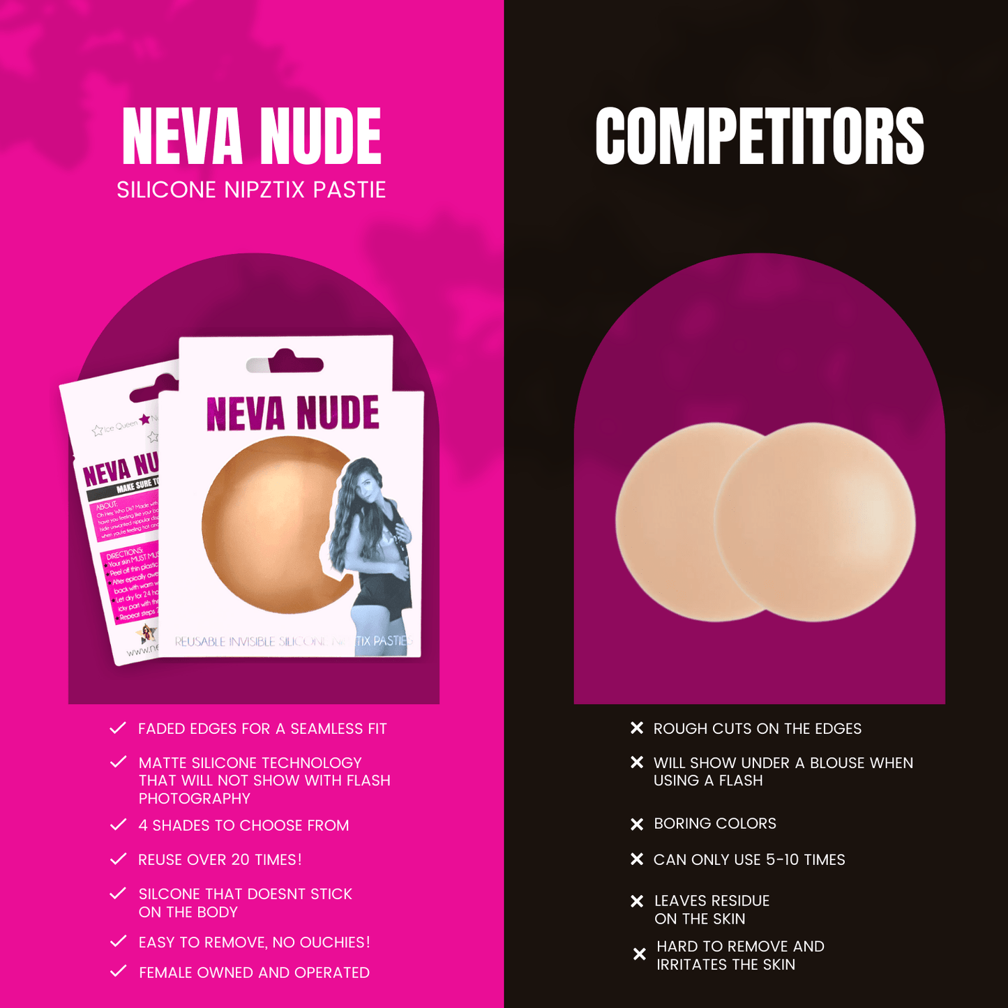 Nudie Patootie Nude Skin INVISIBLE REUSABLE Silicone Nipple Cover Pasties
