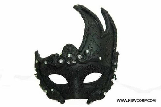 Black Venetian Horn Masquerade Mask