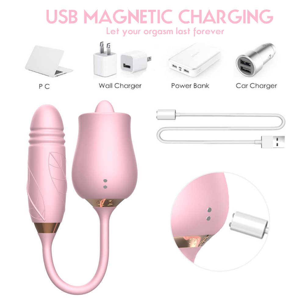 Rose Licking Vibrator Stimulator-Pink