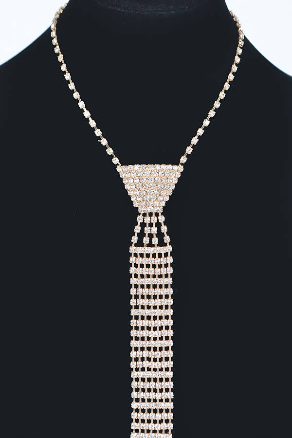3AM BY H&D ACCESSORIES - Rhinestone Necktie Necklace  TT8643
