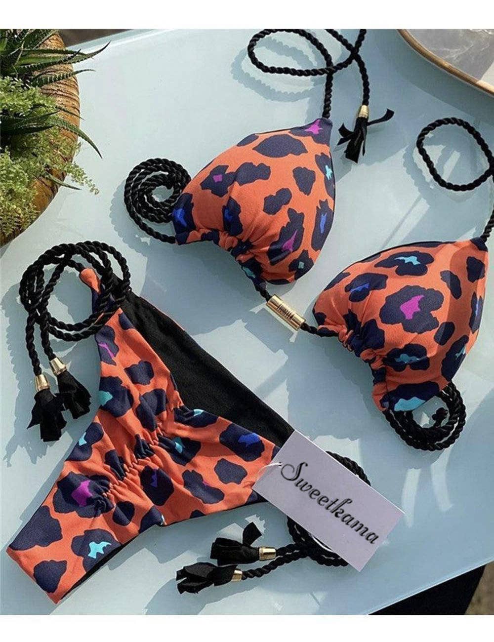 Ladies String Tie Halter Strap Sexy Bikini Set GY02