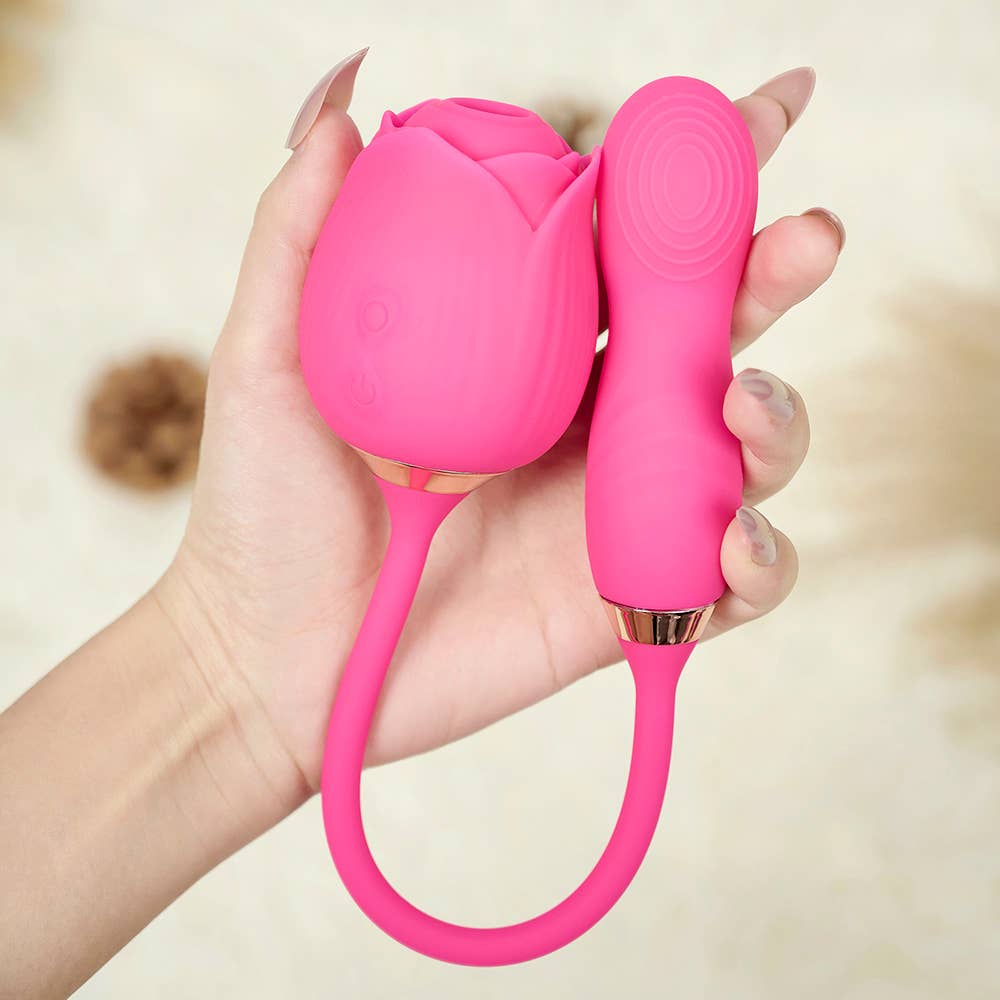Rose Sucking Stimulator with egg Vibrator-Rose red