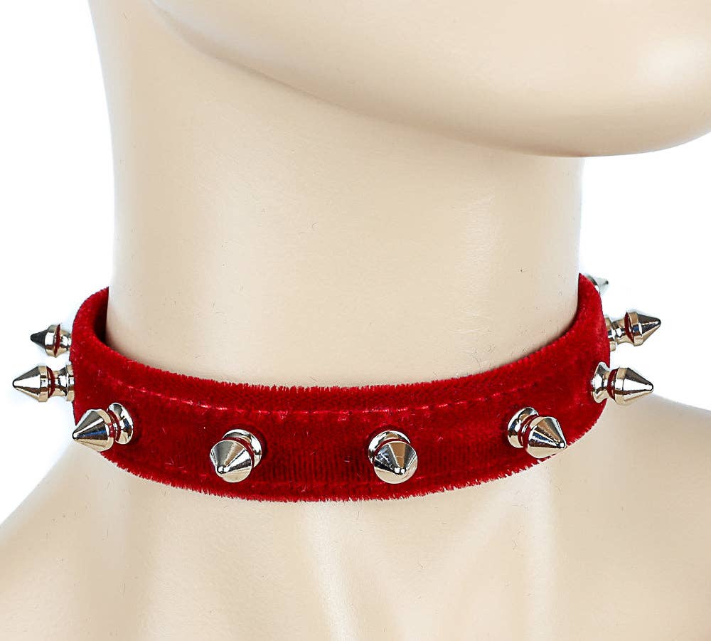 Funk Plus - CK134 VELVET SPIKE CHOKER