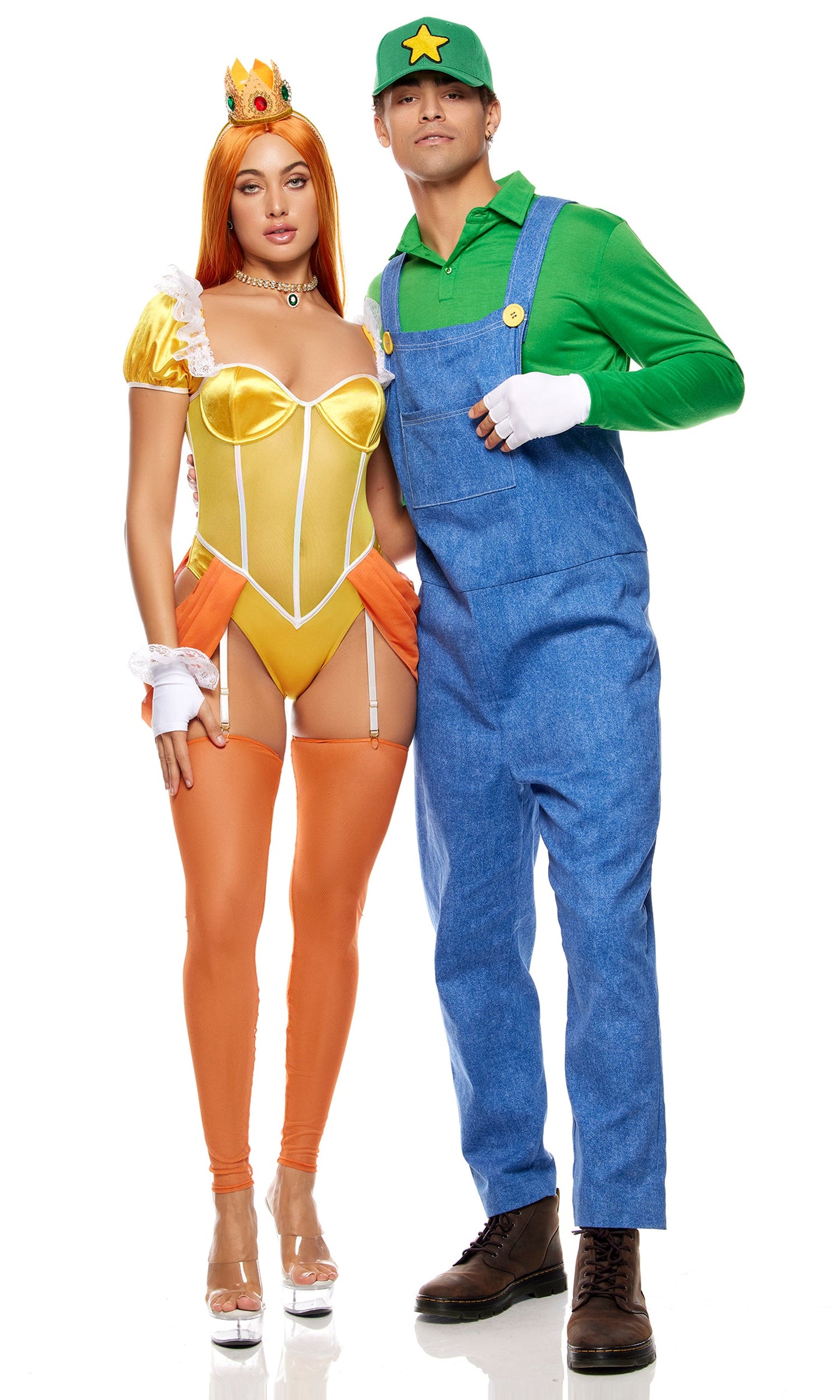 Epic Gamer Green Overalls Costume Set - Long-Sleeve Shirt, Hat, Gloves