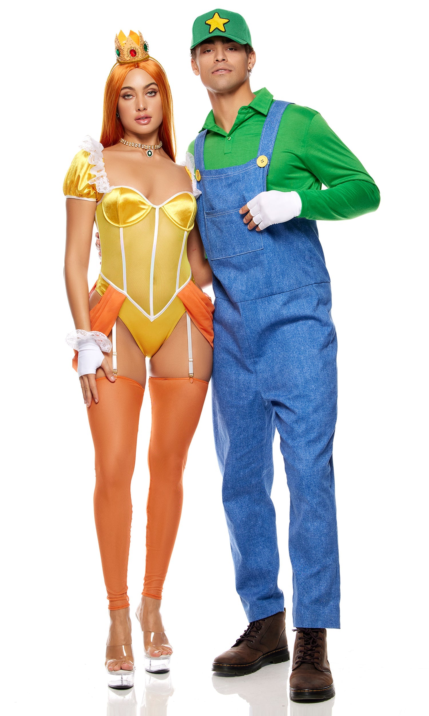 Epic Gamer Green Overalls Costume Set - Long-Sleeve Shirt, Hat, Gloves