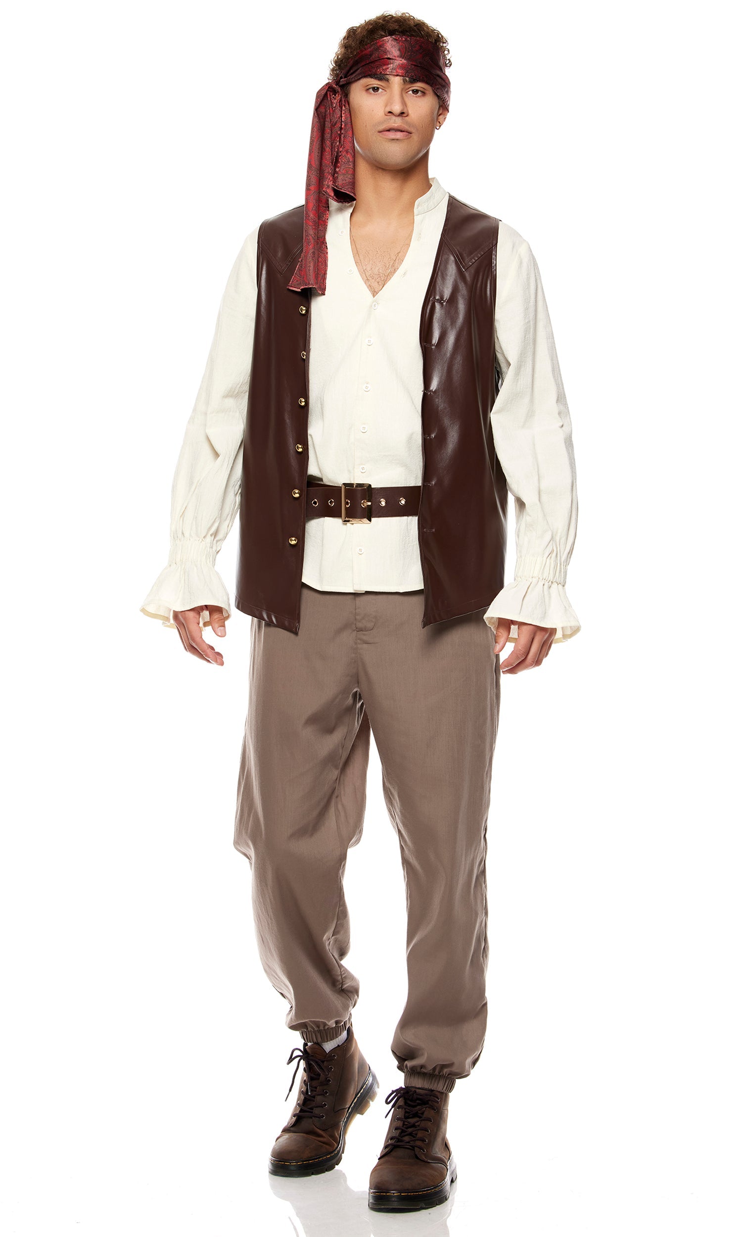 Men's Swashbuckling Pirate Ensemble: 5-Piece Adventure Costume for Themed Parties