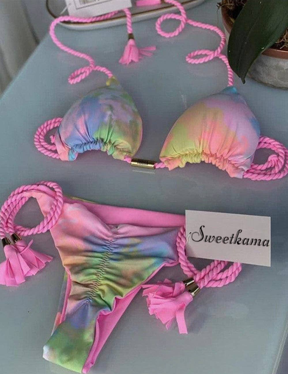 Ladies String Tie Halter Strap Sexy Bikini Set GY02