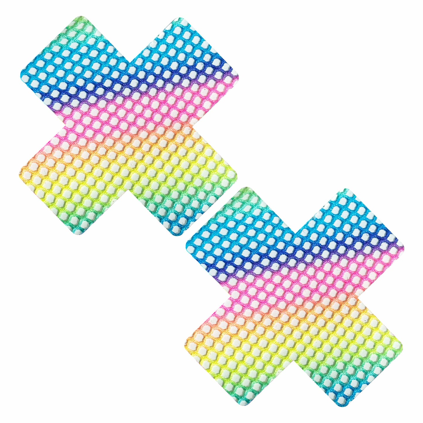 Neva Nude - Rainbow Prism Pop Neon Mesh Blacklight X Nipple Cover Pasties
