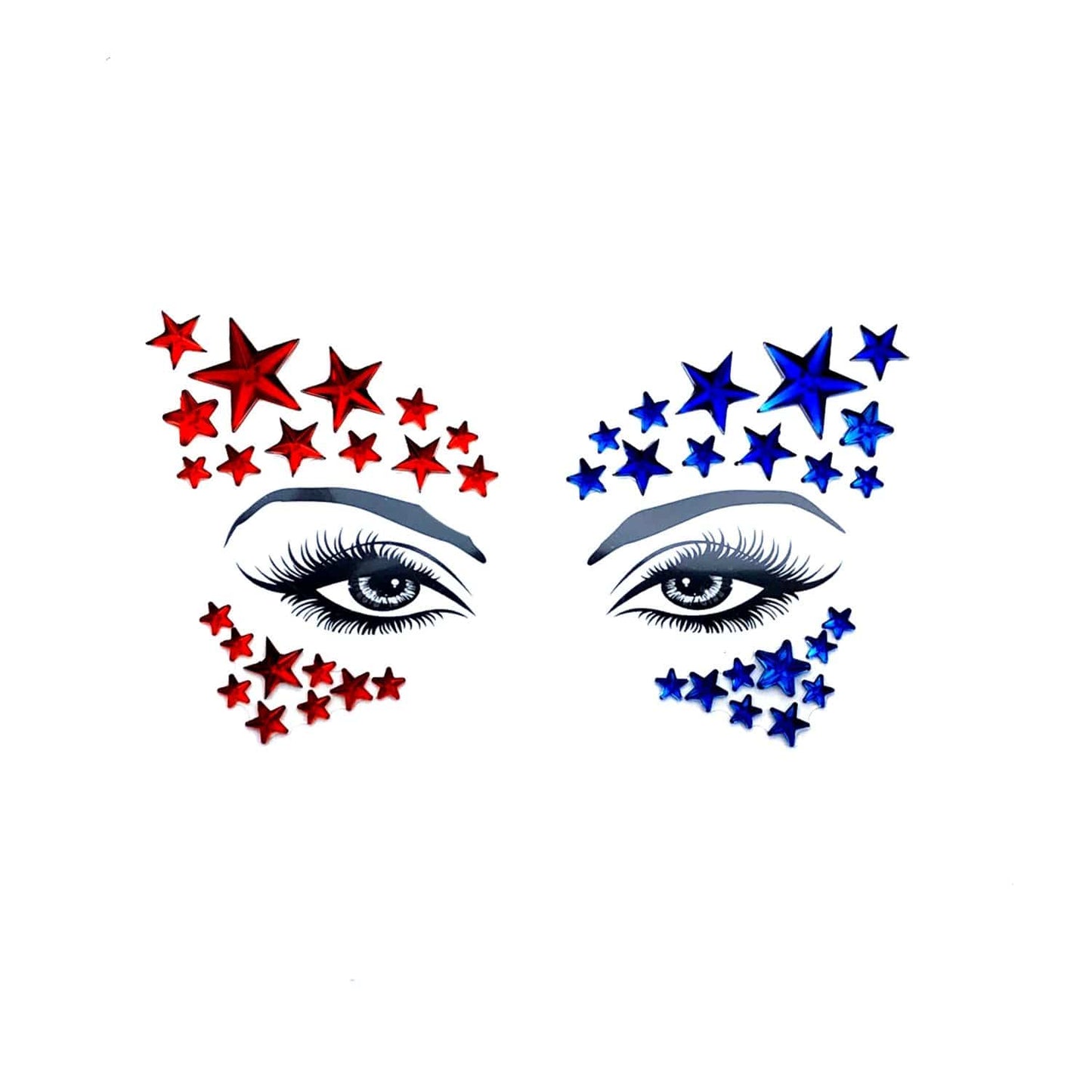 Neva Nude - Americana Blue & Red Crystal Face Jewels