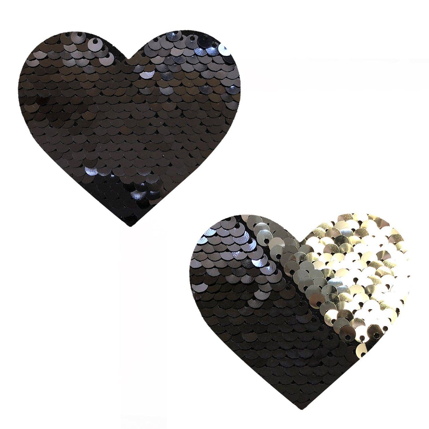 Neva Nude - Medusa Silver & Black Sequin I Heart U Nipple Cover Pasties