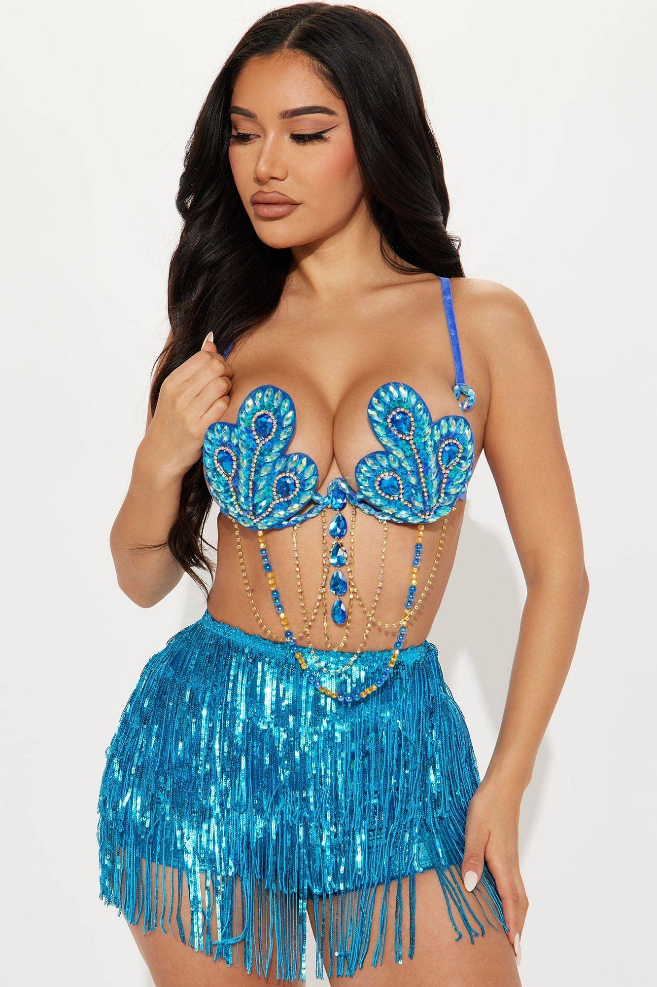 Neva Nude - Blue Green Peacock Carnival Bra