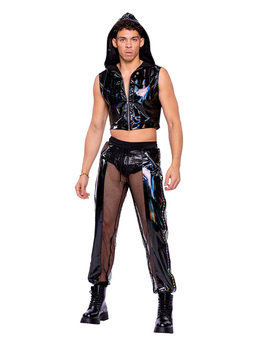 6511 - Pride Vinyl & Fishnet Light-Up Joggers