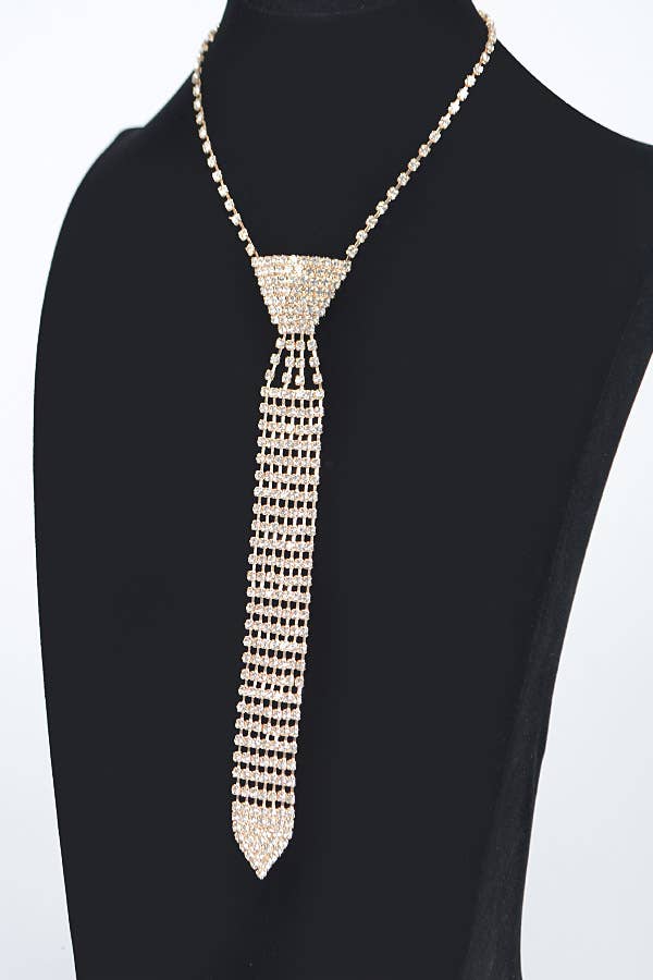 3AM BY H&D ACCESSORIES - Rhinestone Necktie Necklace  TT8643