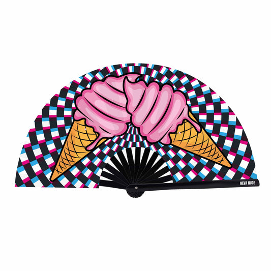 Ice Cream You Scream Super Blacklight Reactive Folding Fan
