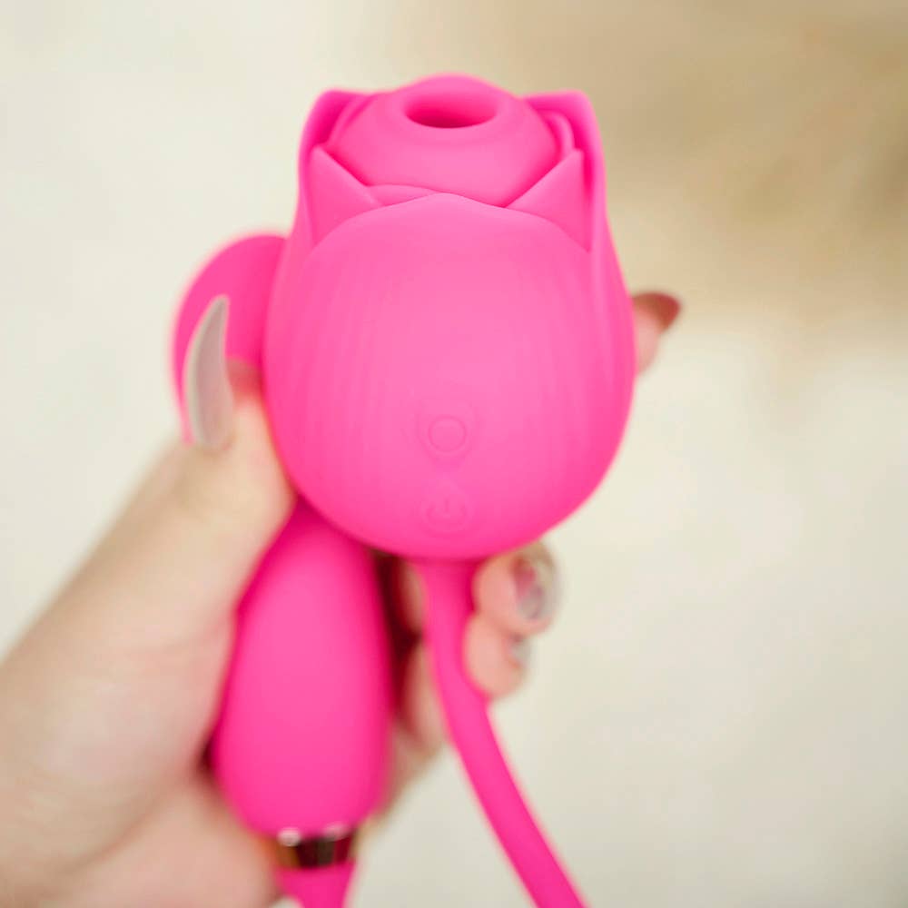 Rose Sucking Stimulator with egg Vibrator-Rose red