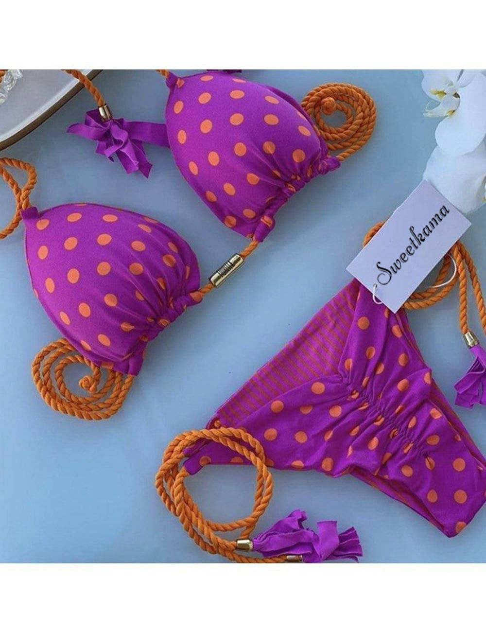 Ladies String Tie Halter Strap Sexy Bikini Set GY02