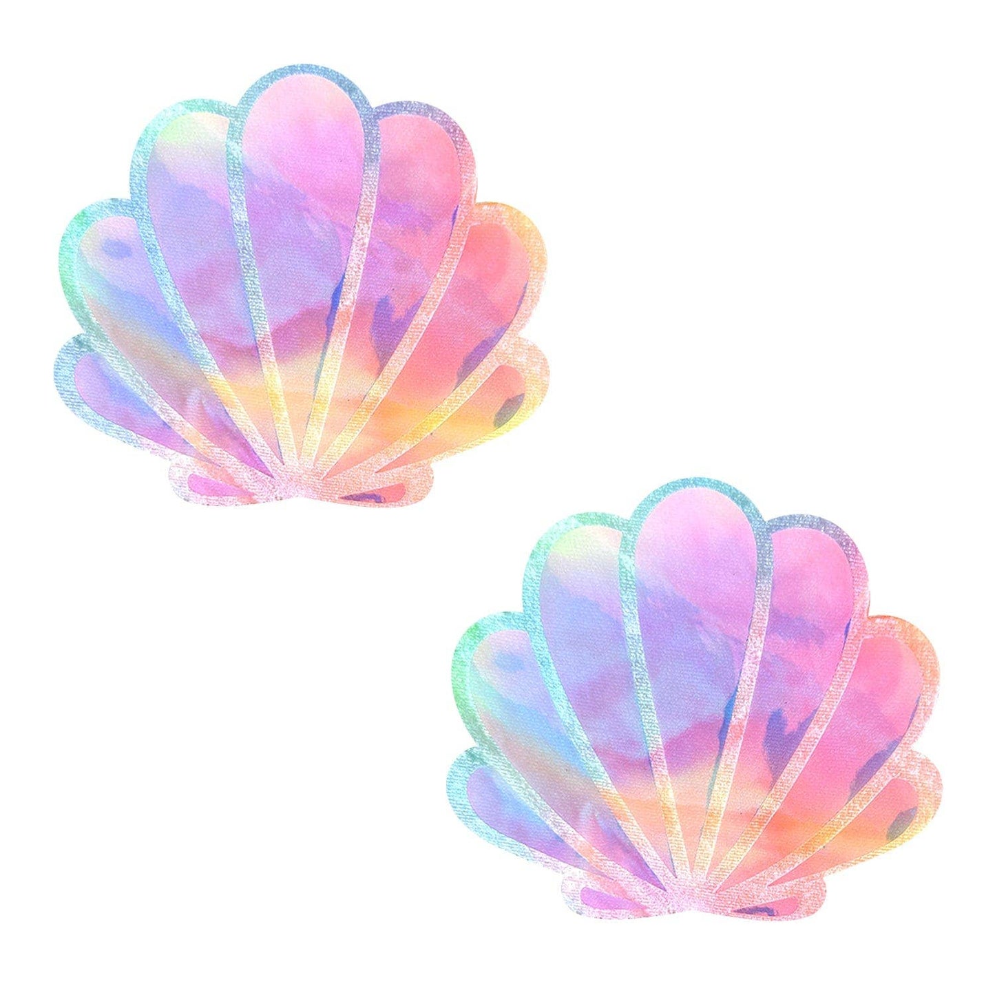 Neva Nude - Rainbow Sherbet Tie Dye UV Velvet Mermaid Shell Nipple Cover Pasties
