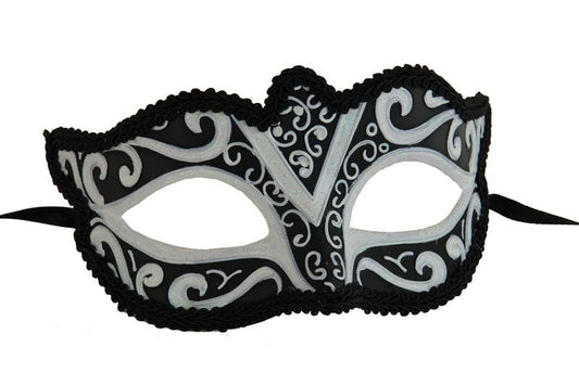 Black & White Venetian Half Face Mask