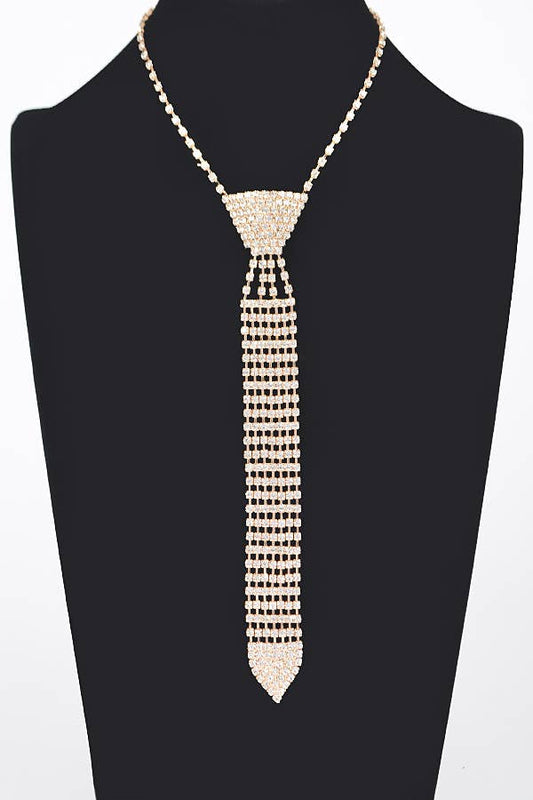 3AM BY H&D ACCESSORIES - Rhinestone Necktie Necklace  TT8643