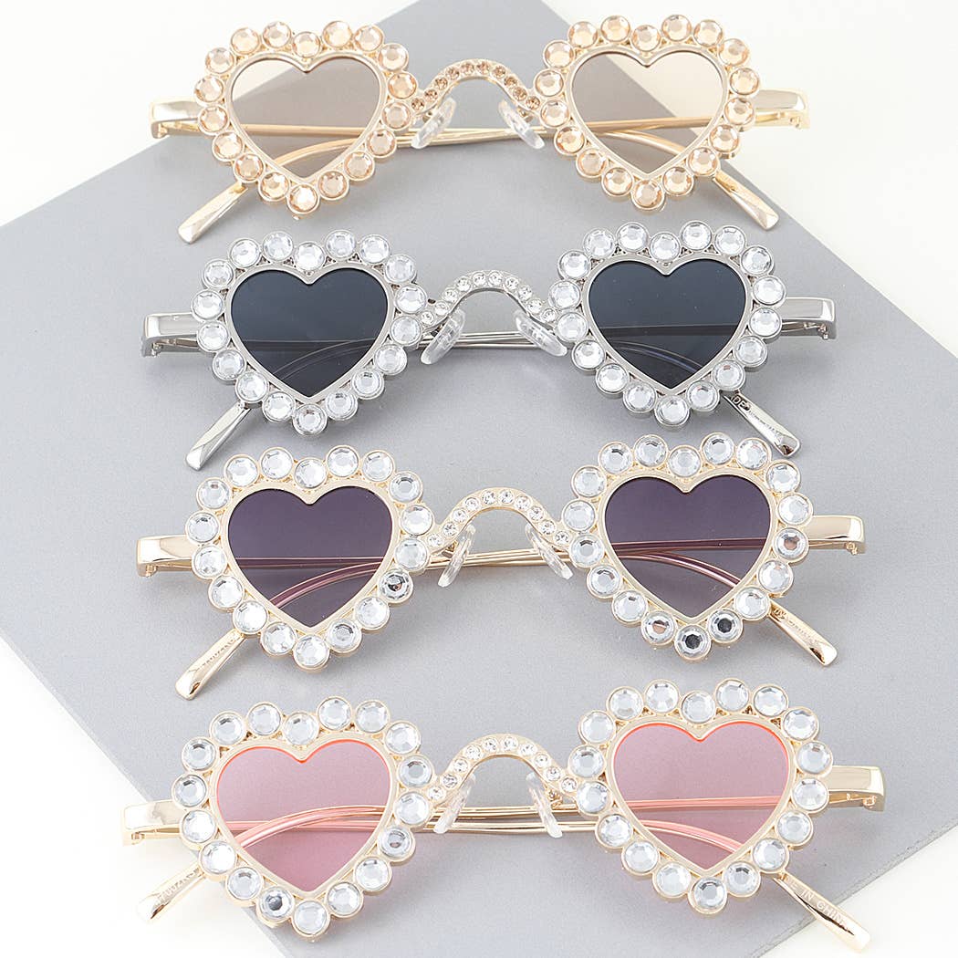3AM BY H&D ACCESSORIES - Rhinestone Heart Rim Sunglasses