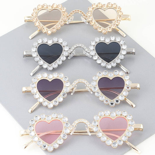 3AM BY H&D ACCESSORIES - Rhinestone Heart Rim Sunglasses