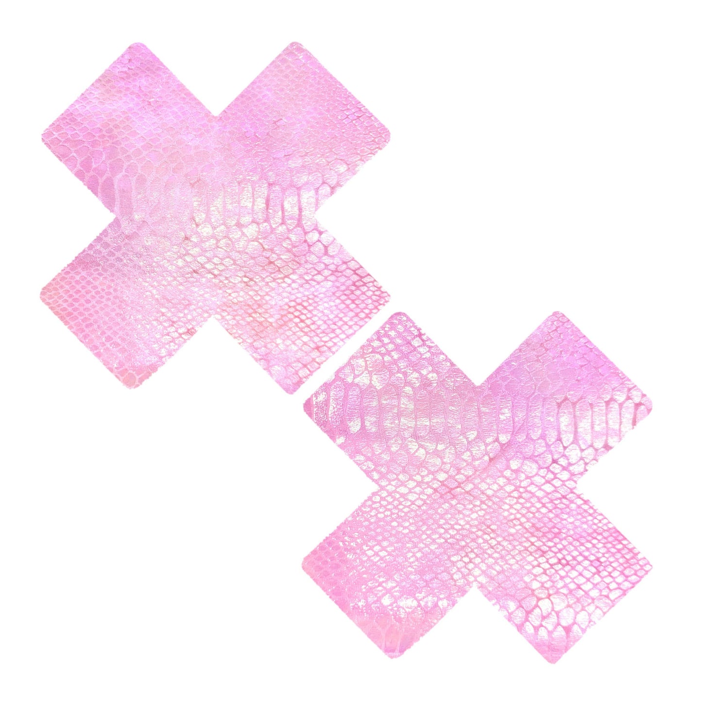 Neva Nude - Bubble Gum Pink Blacklight Iridescent Snake Skin X Factor Nipple Cover Pasties